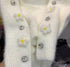 Beaded Flower Mink Fleece Two Piece Cardigan Sweater With Tank Top